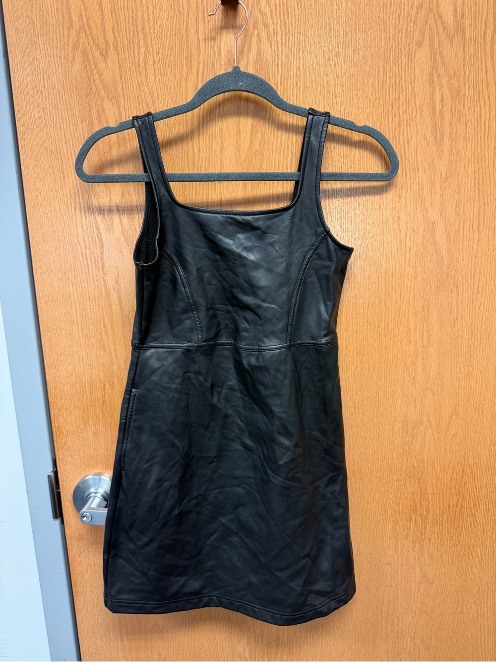 abercrombie kids Black Faux Leather Mini Dress